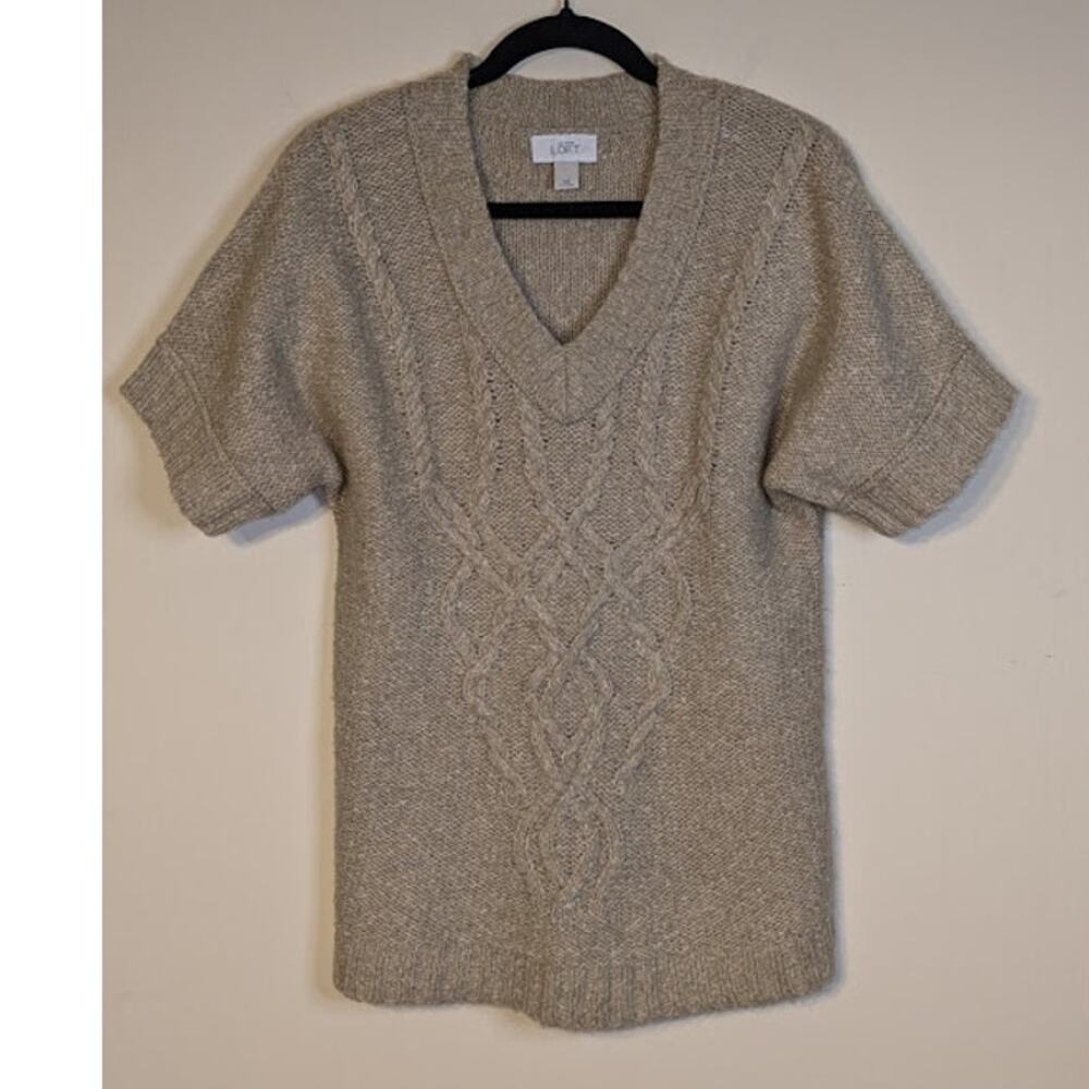LOFT Womens XS Wool Linen Cable Knit Sweater Old Money Quiet Luxury Winter Layer